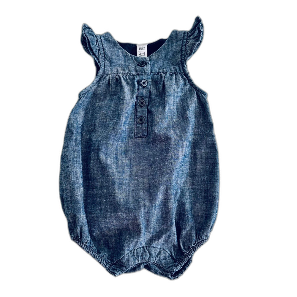 Baby GAP Girl Chambray Denim Romper Bubble Suit Size 3-6M